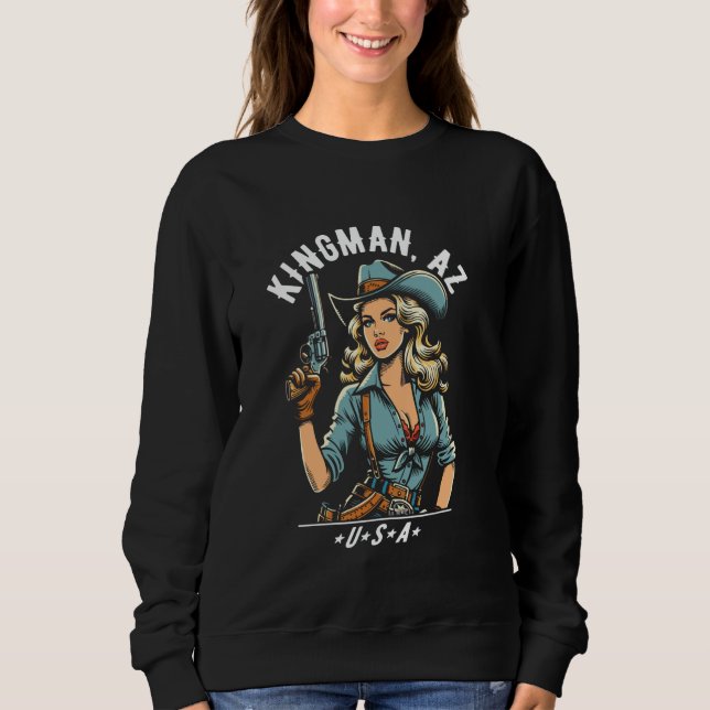 Camiseta Kingman Arizona USA Cowgirl with Pistol Western St (Frente)