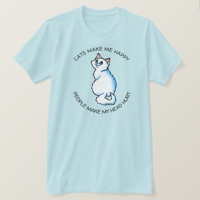 Camiseta KiniArt Amante de Gato Branco (Frente do Design)