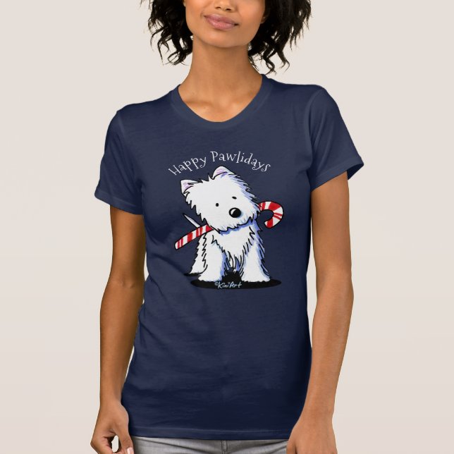 Camiseta KiniArt Bengala de Natal Westie  (Frente)