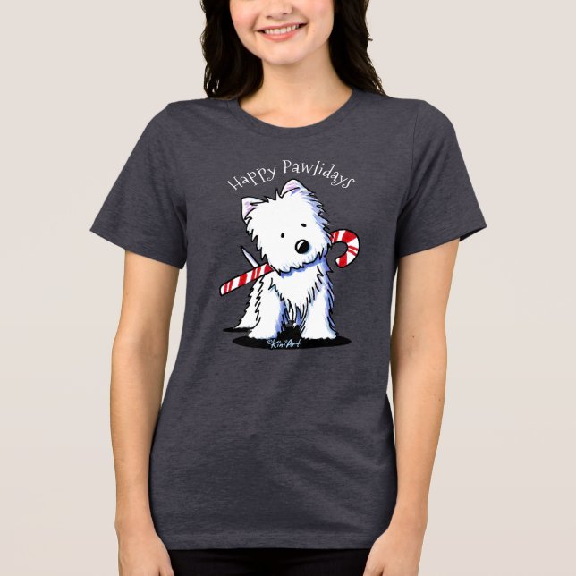 Camiseta KiniArt Bengala de Natal Westie  (Frente)