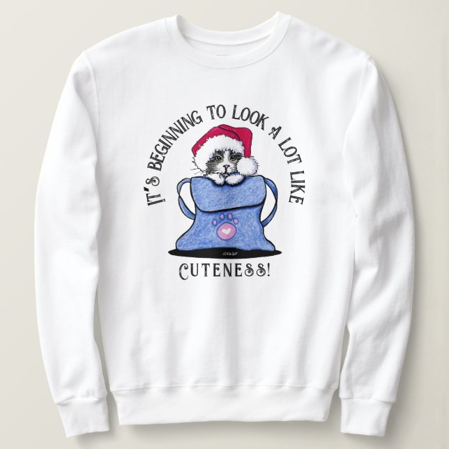 Camiseta KiniArt Cat Sweatshirt Natal (Frente do Design)
