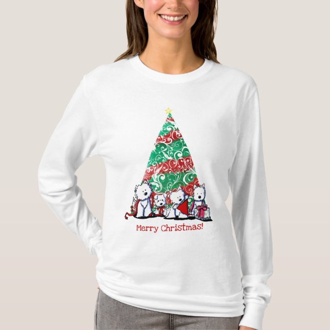 Camiseta KiniArt Christmas Westies (Frente)