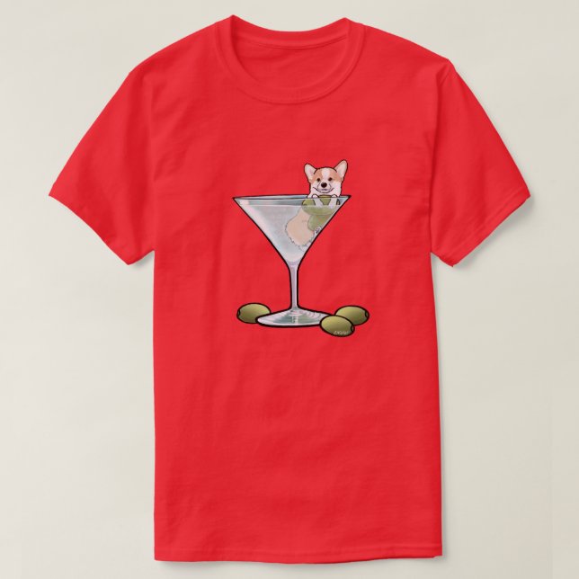 Camiseta KiniArt Corgi Martini (Frente do Design)
