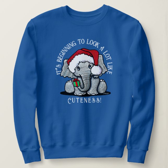 Camiseta KiniArt Elephant Christmas Sweatshirt (Frente do Design)
