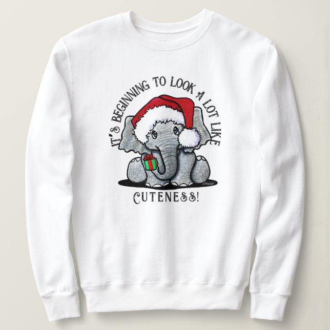Camiseta KiniArt Elephant Christmas Sweatshirt (Frente do Design)