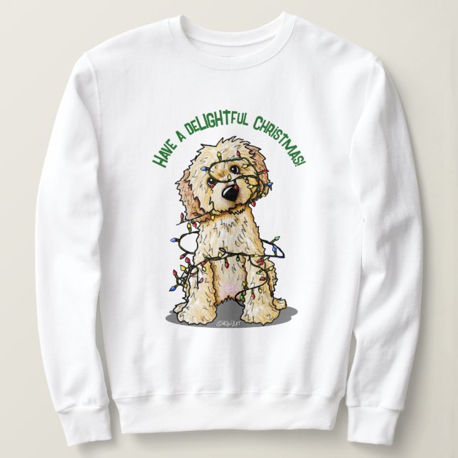 Camiseta KiniArt Goldendoodle Feliz Natal (Frente do Design)