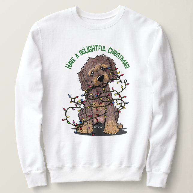 Camiseta KiniArt Goldendoodle Feliz Natal (Frente do Design)