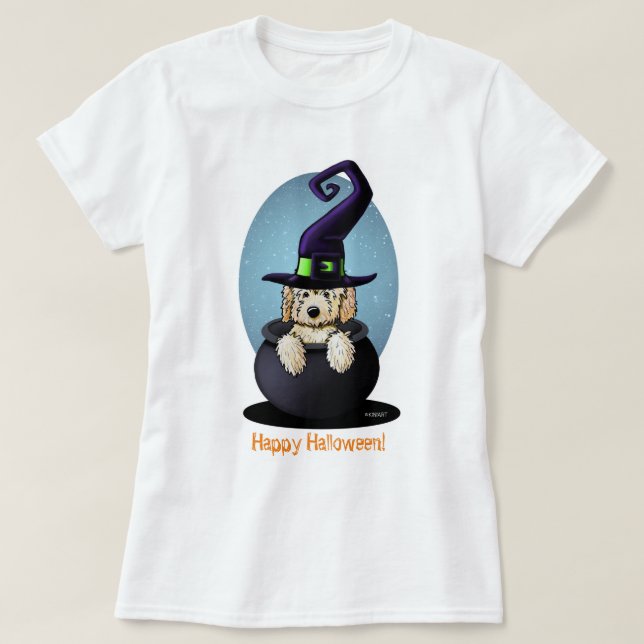 Camiseta KiniArt Goldendoodle Halloween (Frente do Design)