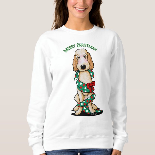 Camiseta KiniArt Goldendoodle Raspado Natal (Frente)