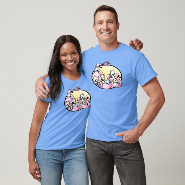 Camiseta KiniArt PinkFlamingo Westies (Unissex)