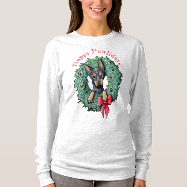 Camiseta KiniArt Pinscher Miniatura Natal (Frente)