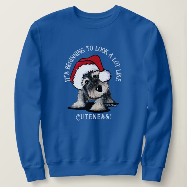 Camiseta KiniArt Schnauzer - Camisola de Natal (Frente do Design)