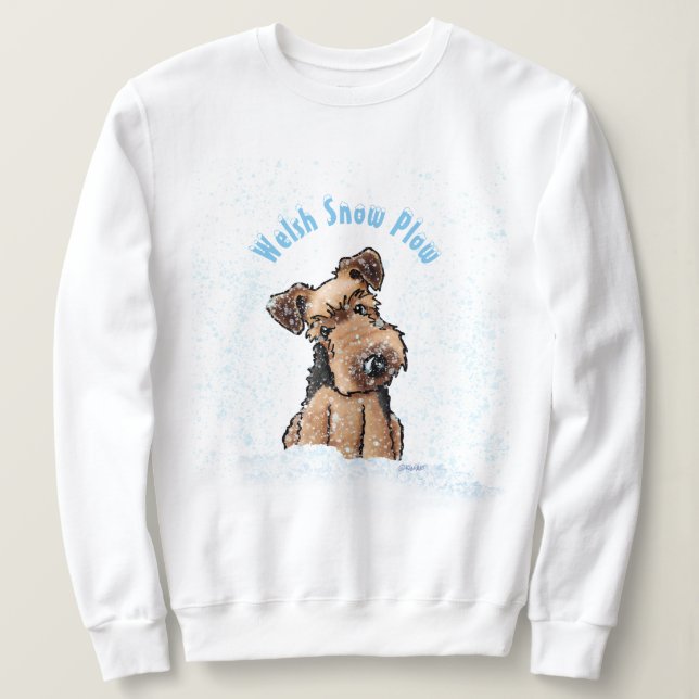 Camiseta KiniArt Snowy Welsh Terrier Sweatshirt (Frente do Design)