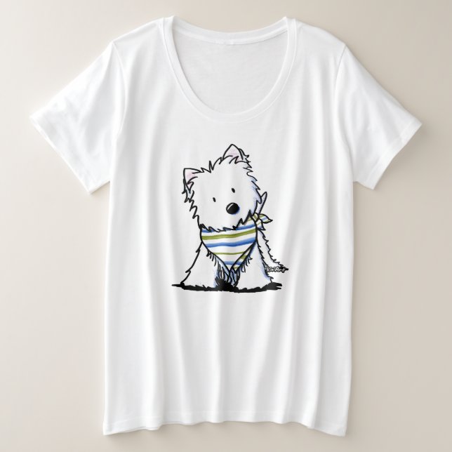 Camiseta KiniArt Westie Em Scarf (Frente do Design)