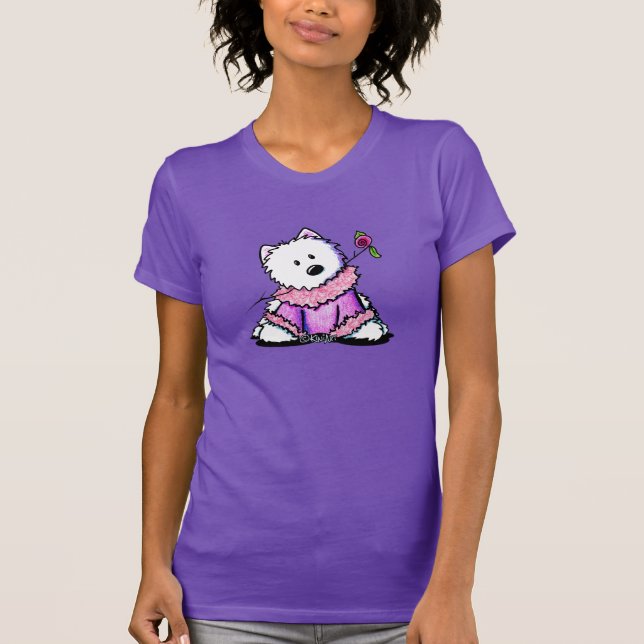 Camiseta KiniArt Westie no rosa (Frente)