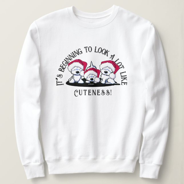 Camiseta KiniArt Westie Trio Natal (Frente do Design)