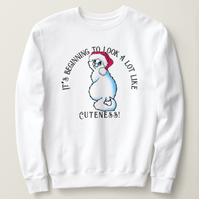 Camiseta KiniArt White Cat Sweatshirt (Frente do Design)