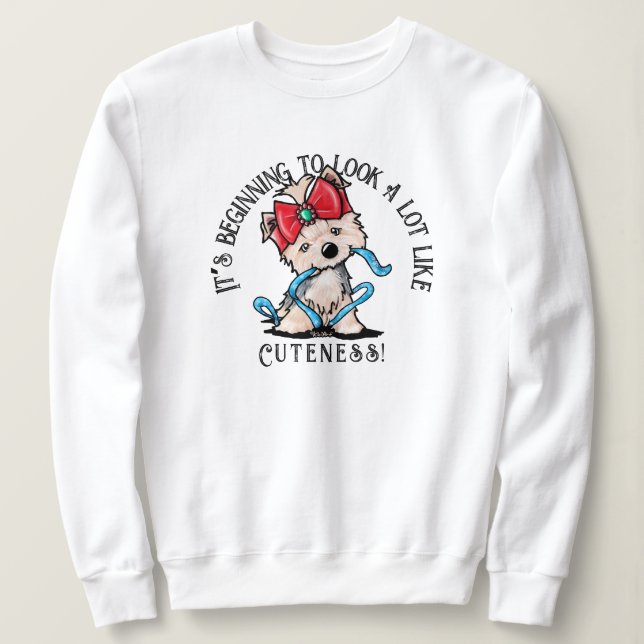 Camiseta KiniArt Yorkie Terrier Christmas Sweatshirt (Frente do Design)