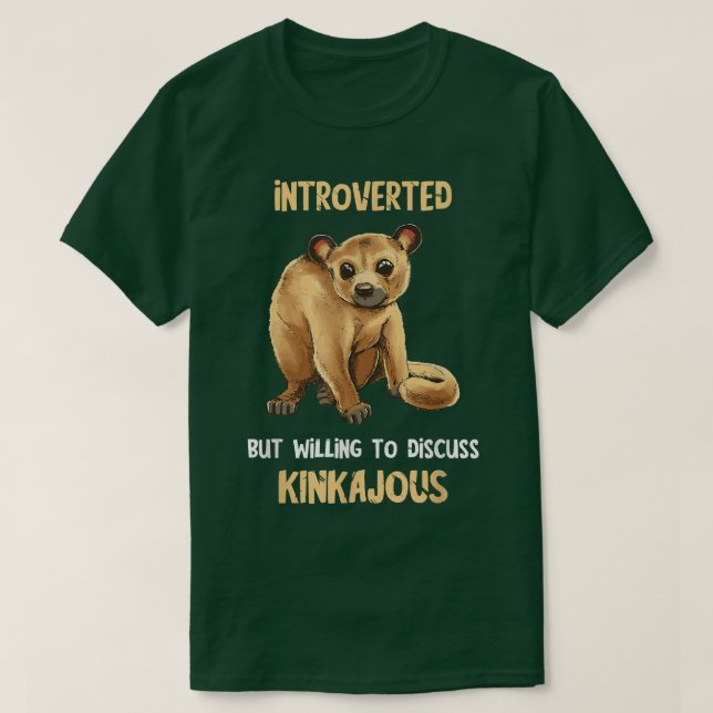 Camiseta Kinkajou Introverted Animal Night Ape Wildlife Hon (Frente do Design)