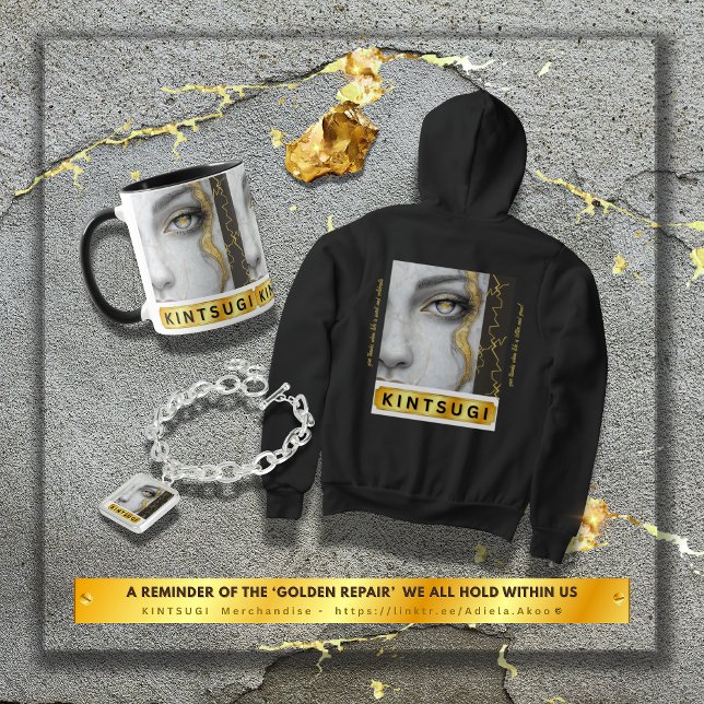 Camiseta KINTSUGI Hoodie da poeta Adiela Akoo (BUY a Kintsugi Hoodie, Charm Bracelet & Mug by Poet Adiela Akoo. A reminder of our 'golden repair'! )