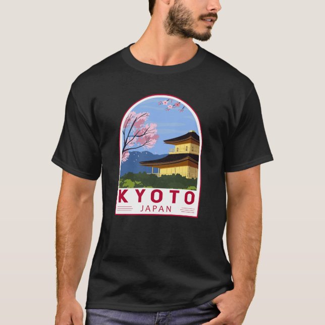 Camiseta Kioto Japão - Viagem Retro Viagem Emblem (Frente)