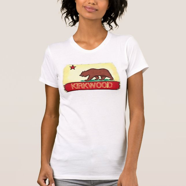 Camiseta Kirkwood California Damas estacionam bandeira tee (Frente)
