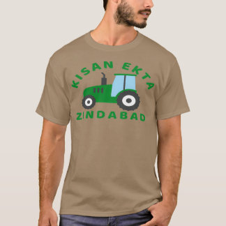 Camiseta Kisan Ekta Zindabad Com Trator Verde