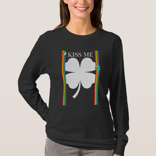 Camiseta Kiss Me Cool C Leaf St Patrick's Day Irish Celebra (Frente)