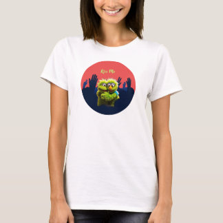 Camiseta Kiss Me Cute Green Puppets Love Design