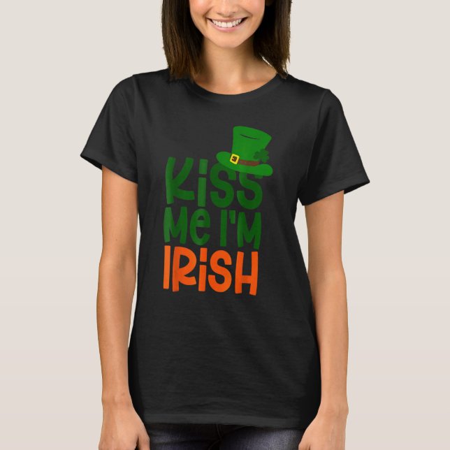 Camiseta Kiss Me I'm Irish Leprechaun Hat St Patricks Day (Frente)