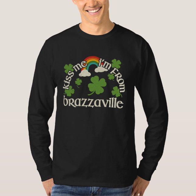 Camiseta Kiss Me Shamrock  City St Patrick's Day Brazzavill (Frente)