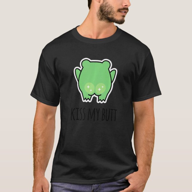 Camiseta Kiss My Butt Green Frog (Frente)
