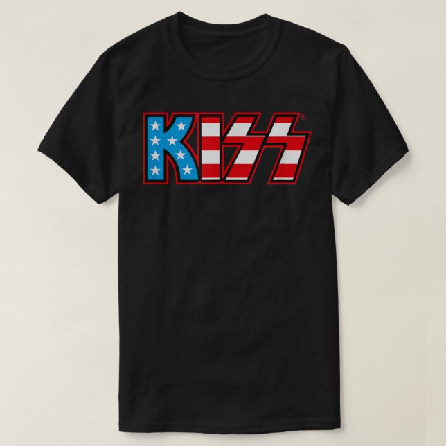 Camiseta KISS, uma criança unisex Clássica, KISS USA Logoti (Frente do Design)
