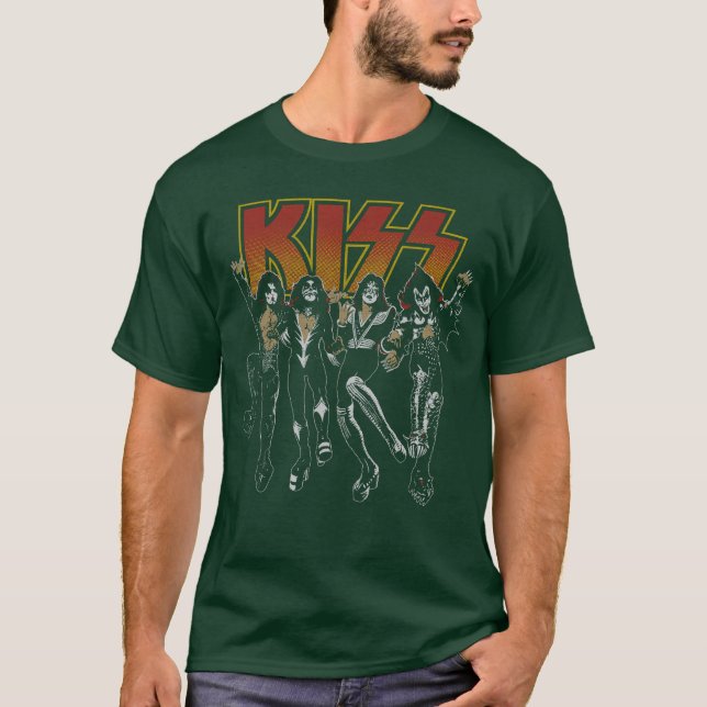 Camiseta KISS Unise Adult Black Cartoon retro (Frente)