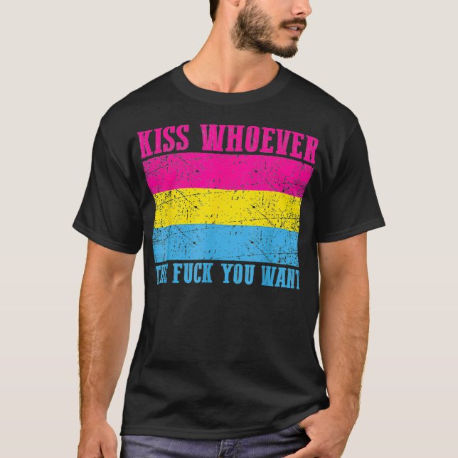 Camiseta Kiss Whoever The F You Want Pansexual Pride Flag P (Frente)