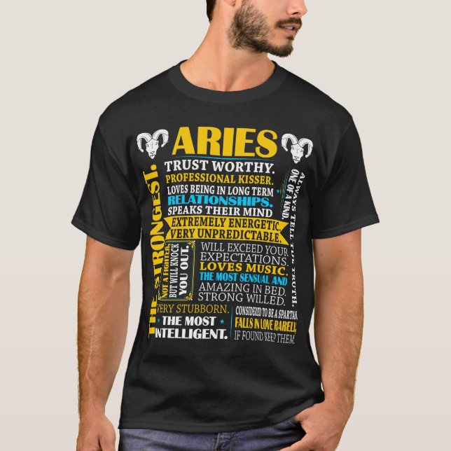Camiseta Kisser profissional mais forte: Aries Zodiac Tshir (Frente)