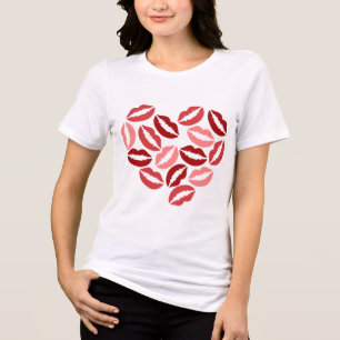 Camiseta Kisses Bella+Canvas Camisa-T de dupla-blenda femin