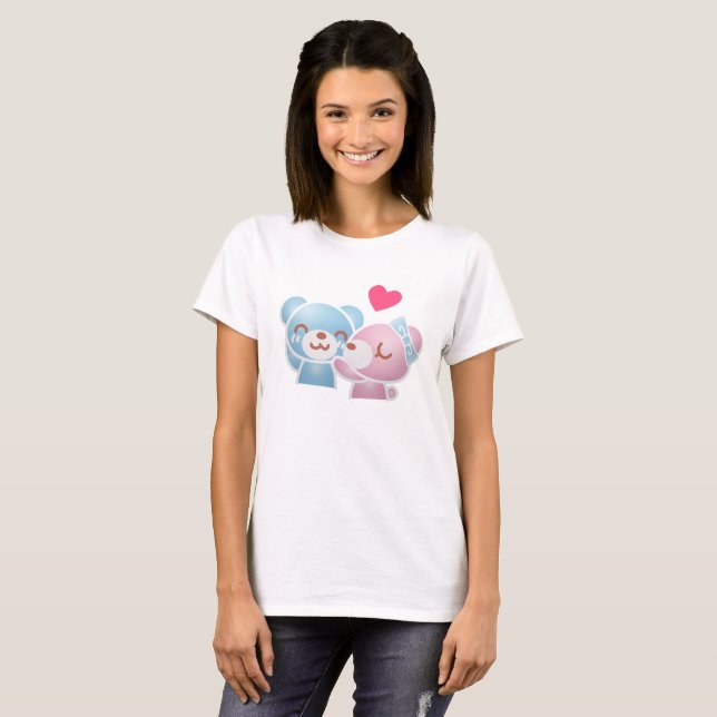 Camiseta Kissing Bears Cute e Kawaii (Frente Completa)