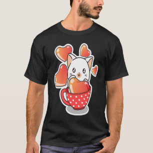 Camiseta Kit Cat Tea Dia de os namorados Cardíaca Balão Par