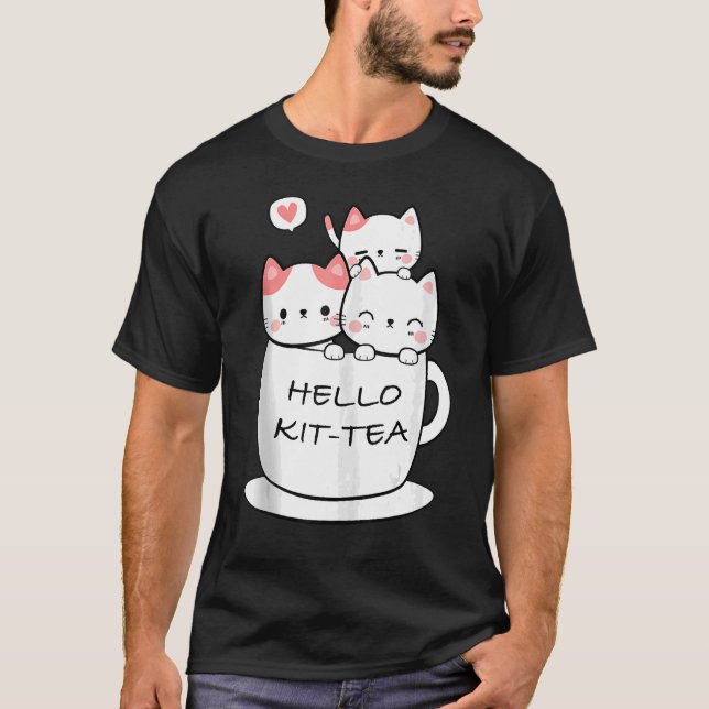Camiseta Kit Chá Gato Fofo E  Gato 2 (Frente)