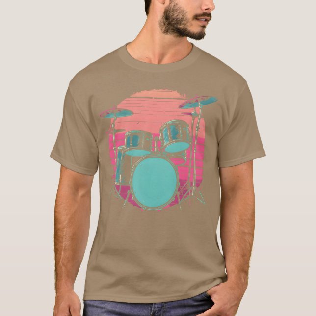 Camiseta Kit de Bateria Synthwave presente (Frente)