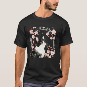 Camiseta Kit de Flor de Cerejeira Amante de Gatinho Arte Ja