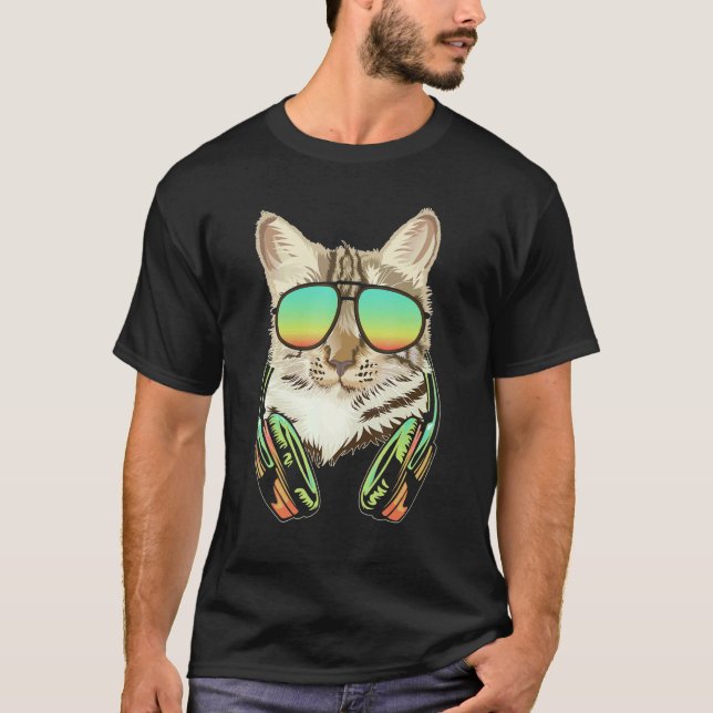 Camiseta Kit de fones de ouvido Dj Cat Gatinho Produtor de  (Frente)