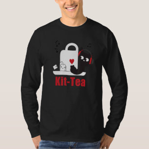 Camiseta Kit de Gato Bonito Tea Engraçado Gato Pun Pantes A