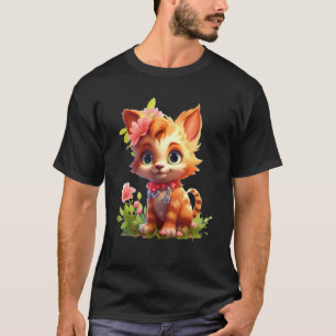 Camiseta Kit de Jardim de Primavera Flor Menina Gato Floral