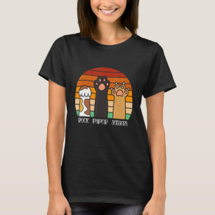 Camiseta Kit de Jogo Pedra Papel Tesoura Amante de Gatinho 