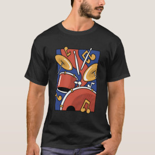 Camiseta Kit de Percussão do Conjunto do Tambor do Drummer
