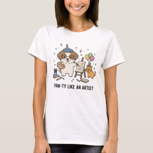 Camiseta Kit de pintura engraçada de cão Beagle Arte de gat