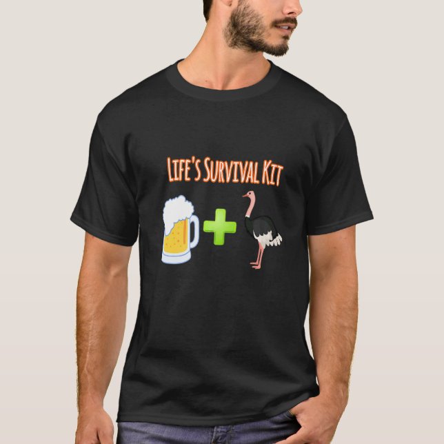 Camiseta Kit de Sobrevivência da Vida e Beer Plus Emu (Frente)