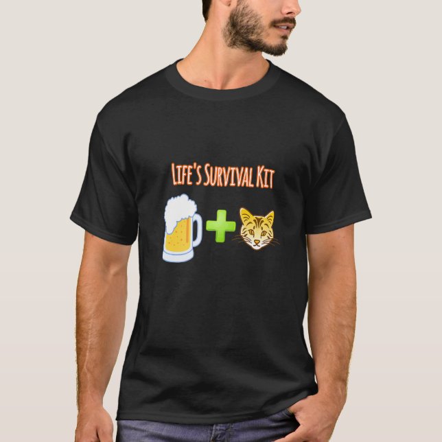 Camiseta Kit de Sobrevivência da Vida e Gatos (Frente)